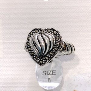 Silver Plated Marcasite Accented Heart ring